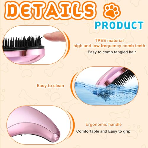 Small Dog Brushes, Grooming Brushes Puppies Hair Remover (Rose Purple, 2 Pcs) - color: Rose Purple