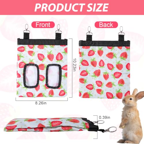 DZWLKJ Guinea Pig Hay Feeder, 2 Pack, 11 x 9 x 1 Inches, Rabbit Hay Feeder Bag, Stainless Steel, 600D Oxford, Watermelon and Strawberry - size: M -11"x 9"x 1"