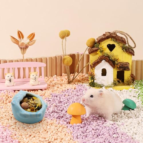 Small Ceramic Pet Hamster Bowl, Easy to Clean Anti Flipping Small Animal Bowls, Hamster Food and Water Bowl for Golden Bears, Rabbits, Hedgehogs, Dutch Pigs, Parrots (Green) - color: Green