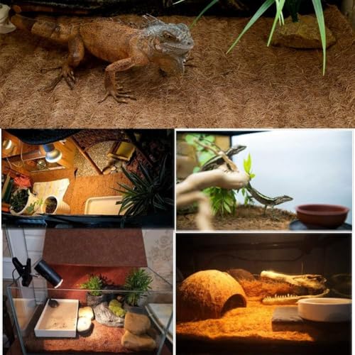 Hamiledyi Reptile Carpet Natural Coconut Fiber Tortoise Carpet Mat for Pet Terrarium Liner Reptile Supplies for Lizard Snake Chamelon Turtle Bedding Bunny Rabbit Mat (4 Pcs) - size: 4 Packs/19.7 x 11.8 Inch