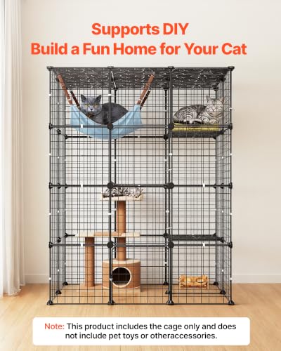 VEVOR Cat Cage 4-Tier 40.98"x27.99"x55" DIY Cat Playpen Indoor Enclosure, Detachable Metal Wire Kennel Crate with 4 Doors, Large Exercise Place Ideal for 1-2 Cats, Kittens and Small Animals, Black - size: 41.0"L x 28.0"W x 55.0"H