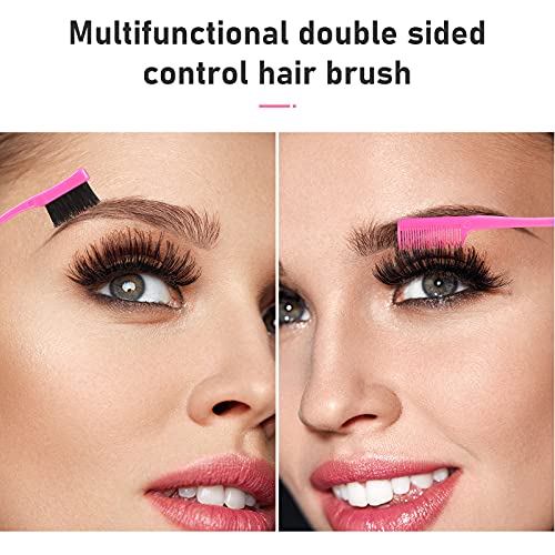 Remerry 12 Pieces Hair Brush Set, Nylon Teasing Hair Brushes 3 Row Salon Teasing Brush, Double Sided Edge Smooth Comb Grooming, Rat Tail Combs with Duckbill Clips for Women(Pink) - color: Pink