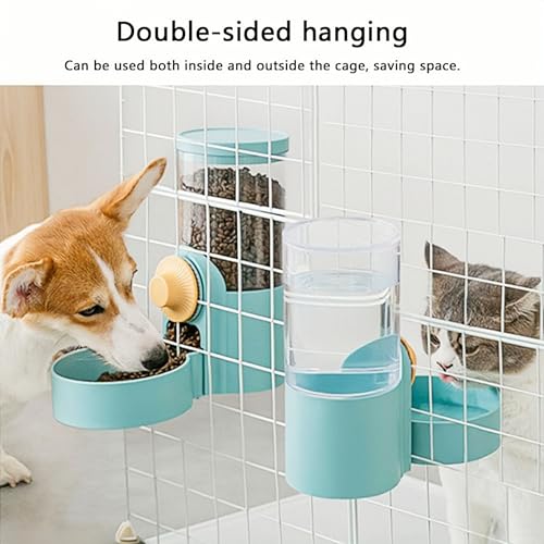 Hanging Pet Feeder Waterer - Rabbit Cage Gravity Bowl 2-in-1 | Leakproof hanging dispenser for rabbit cage. Easy gravity feed, no spill, no electricity. Food-grade BPA-free, easy clean.