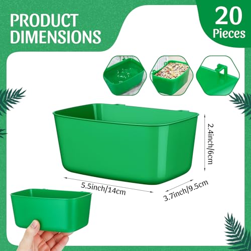 Zhehao 20 Pcs Bird Cage Cups Chicken Feeder Waterer Cups 18 oz Pigeon Feeder Plastic Poultry Wire Cage Hanging Chicken Water Bowl for Pet Bunny Poultry(Green) - color: Green
