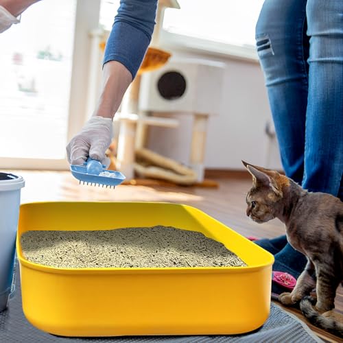 Small Litter Box, Plastic Kitten Litter Box, 13.9 x 9.8 x 3 Inch Open Litter Box for Small Pet, Easy to Clean (Yellow 4PCS) - color: Yellow 4PCS