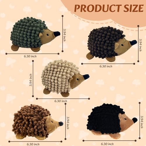 2-in-1 No-Stuffing Hedgehog Dog Toys 5PCS, Squeaky Ball for Throwing Play | Interactive Chewing Toys for Medium and Small Pets, Durable Plush for Companion, Keep Puppy Busy, Holiday Gift - style: Hedgehog 5pack