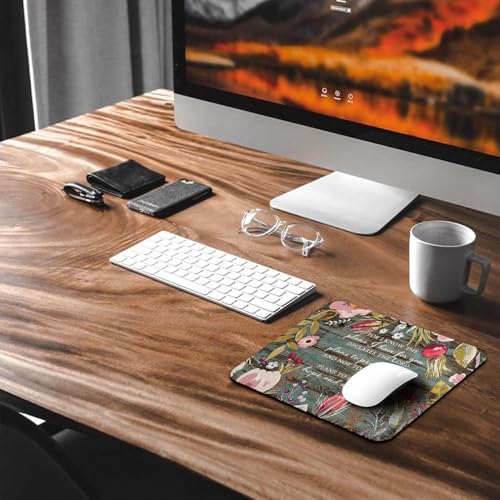for I Know The Plans I Have for You Mouse Pad, Rustic Wood Floral Desk Mat | Jeremiah 29:11 Religious, Christian Bible Verse Scripture, Inspirational Quote, Motivational, Rustic Teal, 9.5"x 7.9" - color: Bean Green