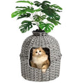 SETVSON Cat Litter Box Plant Enclosure, Hidden PE Rattan Litter Box, Gray | Decorative Planter Design, Handwoven Washable PE Rattan, Removable Top with Artificial Plant & Stones Included, Easy Cleaning - color: Grey