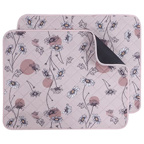 IEUUMLER Washable Pee Pads for Dogs, 2 Pack Non-Slip & Waterproof Pack Whelping Pad, Reusable Washable Puppy Potty Training Pad with Fast Absorbent for Playpen EU007 (Pink Daisy, 34"X36"-2pcs) - size: 34"X36"-2pcs