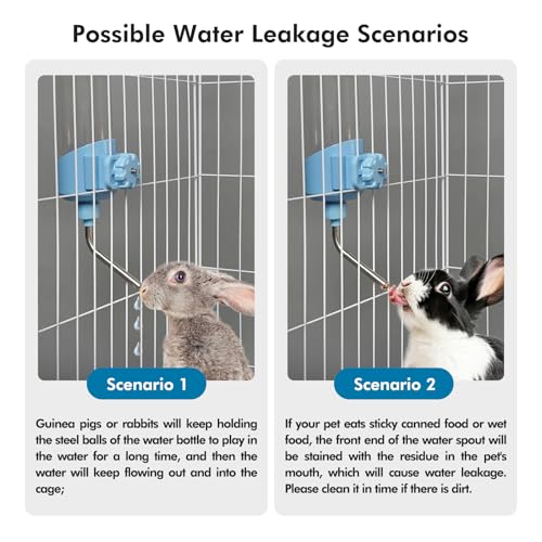 Vannon Top Fill Small Animal Water Dispenser for Cage, 23oz Auto Feeding Crate Water Bottle for Rabbit, Chinchilla, Ferret, Guinea Pig, Squirrel, Hedgehog, Pet Nozzle Diameter: 10mm, BPA Free, Blue