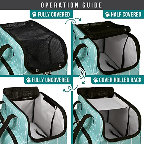PetAmi Small Dog Purse Carrier, Soft-Sided Pet Carrier Bag with Pockets, Portable Puppy Cat Travel Handbag Tote, Airline Approved Breathable Mesh, Poop Bag Dispenser, Max 18 lbs, Chevron Teal - color: Chevron Teal