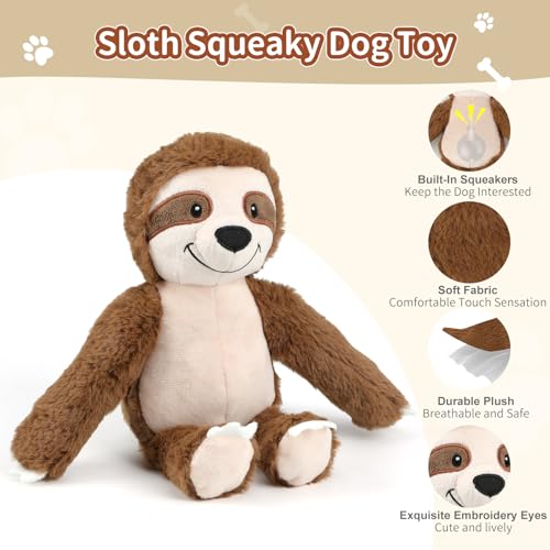 Squeaky Sloth Plush Dog Toy,Sturdy and Soft Stuffed Animal Toy,Interactive Chew Dog Toy,Keeps Them Busy,for Small Medium and Large Dogs Cute Pet Toys