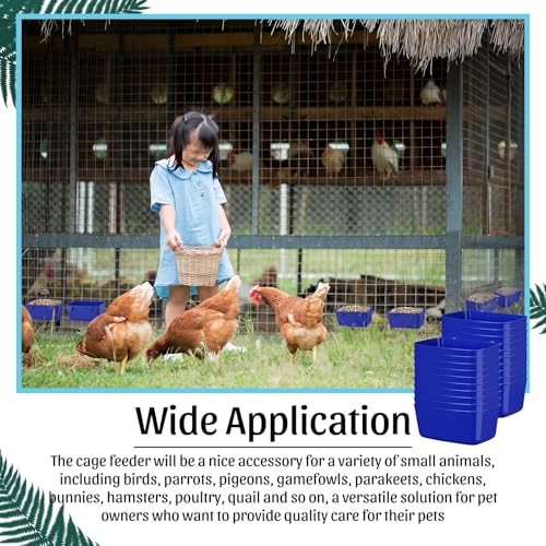 Zhehao 20 Pcs Bird Cage Cups Chicken Feeder Waterer Cups 18 oz Pigeon Feeder Plastic Poultry Wire Cage Hanging Chicken Water Bowl for Pet Bunny Poultry(Dark Blue) - color: Dark Blue