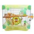 2 Layers Hamster Cage with Tubes Mouse Cage with Accessories Water Bottle Food Dish Transparent Hamster Habitat with Exercise Wheel for Hamster Guinea Pig Gerbil (10.9" x 8.1" x 9.8" Yellow) - color: 【Yellow】