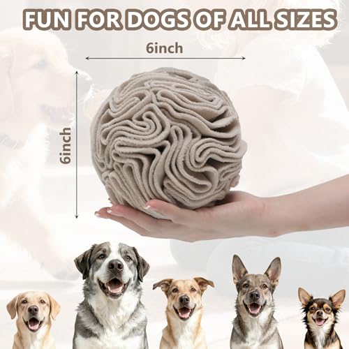 Light Brown Snuffle Ball for Dogs, Slow Feeder Mental Enrichment Toy for Small, Medium Dogs, Discreet Color Interactive Puzzle Game for Anxiety Relief & Indoor Fun, Machine Washable - color: Light Brown, size: Medium