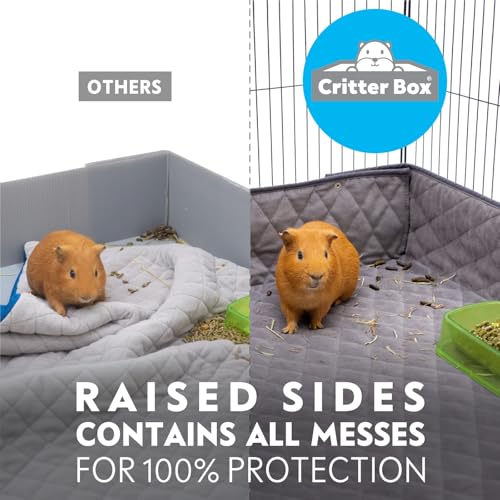 Paw Inspired Critter Box | Washable Guinea Pig Cage Liners with Raised Sides | Fleece Bedding for Guinea Pigs Rabbits, Hamsters, Small Animals | Edge Protected Pee Pads (2x4 (12" Grids)) - size: 2x4 (12" Grids)
