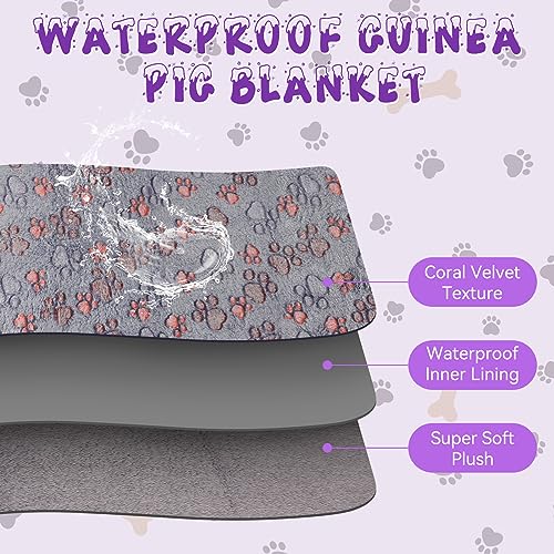 YUEPET Guinea Pig Blankets 3 Pack, Waterproof-Backed Fleece Liners, S | Guinea Pig Fleece Cage Liners, Waterproof Backing, Washable mats, Soft Fleece Surface, 23 x 16 in - color: Purple+blue+beige, size: S-23"×16"