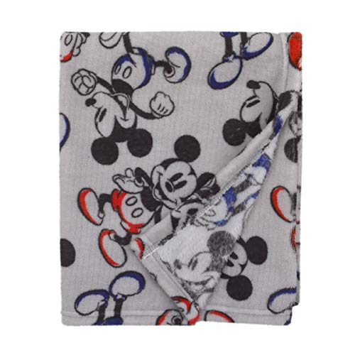 Disney Mickey Mouse - Grey, Navy & Red Super Soft Plush Baby Blanket, Grey, Nay, Red - color: Disney Mickey Mouse Grey, size: 30x36 Inch (Pack of 1)