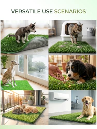 1.2'' Thick Woven Fake Grass Mat for Dog, Glue-Free Artificial Turf Potty Training Pad with Fast Drainage, Machine Washable Pet Pee Pad, Indoor Outdoor Non-Toxic Rug (Medium) - size: 20'' x 30''（Medium）