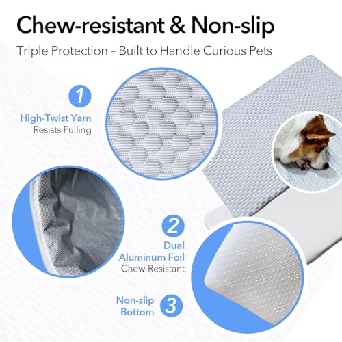 2-in-1 Cooling Mat for Corgis French Bulldogs & Cats, 16"x26", M | 2 SAP Gel Inserts + Q-Max>0.4 Ice-Silk, Waterproof, Machine Washable, Crate Indoor Outdoor - size: Medium 16"x26"