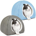 2 Pack Rabbit Hideout Large Bunny Bed Washable Rabbit House | Fleece Hiding Hut for Indoor Bunnies Guinea Pigs, Small Animal Hideaway - color: Gray+Light blue