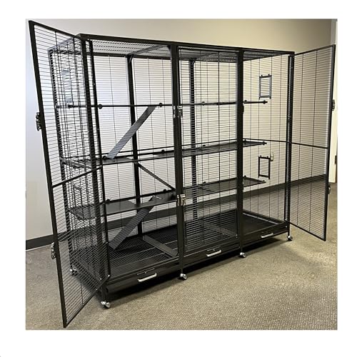 Borneo Small Animal Cage - for Sugar Gliders, Squirrels, Marmosets & Other Small Pets (Cage + Add-On + Shelf & Ladder Set + Expander Set) - size: Cage + Add-On + Shelf & Ladder Set + Expander Set