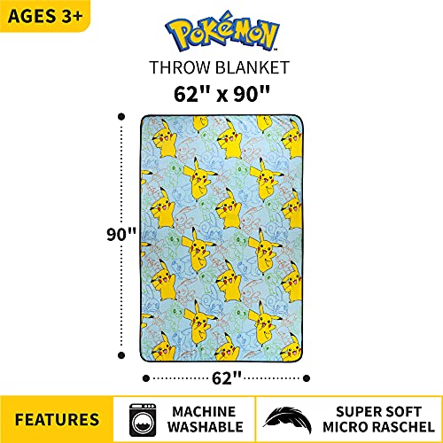 Franco Kids Bedding Super Soft Plush Throw Blanket, 62 in x 90 in, Pokemon - color: Multicolour, size: 62 in x 90 in