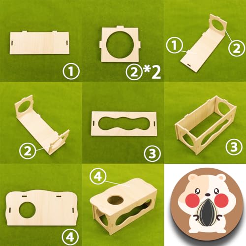 Medium Wooden Hamster Inspired Tunnel with Side & Top Windows Tunnel Toy Dreamy Cloud-Inspired Hideout with Smooth Streamlined Design – Natural Hideout Tube for Dwarf and Syrian Hamsters, Gerbils