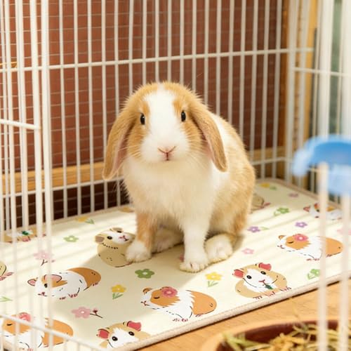 JarThenaAMCS 3Pcs Guinea Pig Cage Liners 47 x 24 Inch Washable Guinea Pig Pee Pads Cute Floral Reusable Pee Mat Absorbent Bedding for Small Animals Rabbit Hamster Chinchilla Ferret Rat