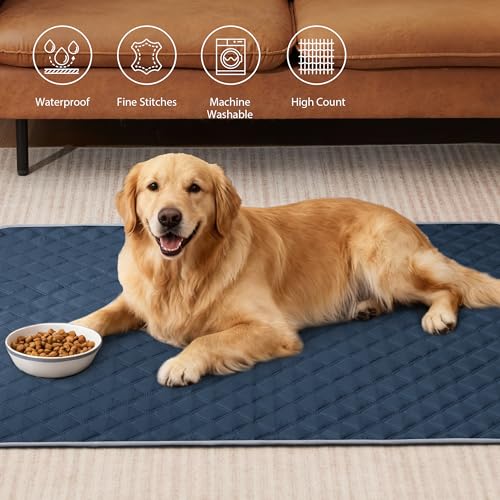 Eterish Reusable Washable Pee Pads for Dogs Large/Extra Large 36'' x 41'' 2 Pack, Absorbent Pet Puppy Dog Training Pads Non-Slip, Waterproof Whelping Potty Pads for Dogs Leak-Proof - color: Navy Blue, size: 2 Pack (36"x41")