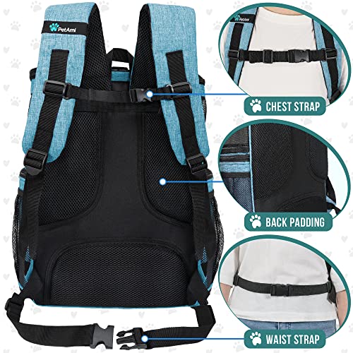 PetAmi Dog Backpack Carrier, Airline Approved 4-Way Entry Cat Backpack Carrier, Ventilated Mesh, Collapsible Pet Carrier for Small Puppy, Kitten, Hiking, Travel Car, Vet, up to 18 lbs, Turquoise - color: Turquoise
