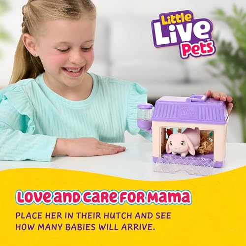 Little Live Pets Mama Surprise Minis Bunny, Reveals 2-4 Babies | Feed celery to reveal surprise babies with unique birthmarks, 2 accessories; interactive pet toy kids ages 4+ - style: Bunny