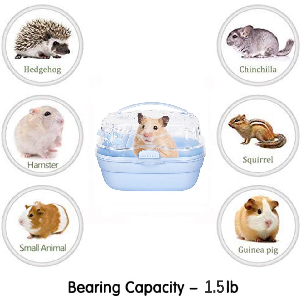 KAMEIOU Sky Blue Travel Small Animals Hamster Hedgehog Guinea Pig Carrier Cage for Hamsters Hedgehogs Guinea Pig Carrier Travel Cage with Handle Breathable Small Animal Guinea Pig Car Cage Carrier