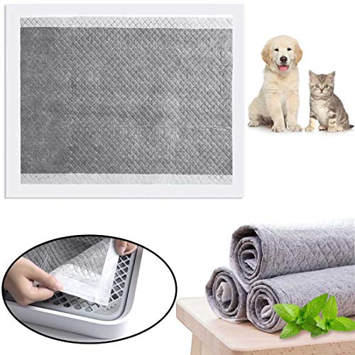 kathson Rabbit Pee Pads Disposable Cage Liners 50PCS All Absorb Black Carbon Odor Control Bunny Training Accessories with Quick-Dry Surface for Puppy Guinea Pig Kitten Hedgehog Small Animals - size: 17.7" x 23.6" / 50PCS