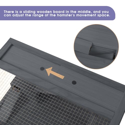 COZIWOW 2-Tier Hamster Cage, Large Rat Cage and Habitat with Ramps, Openable Top, Detachable Small Animal Cage for Hedgehogs, Gerbil, Mouse, Wooden Frame with Acrylic Panel, Gray - color: Gray