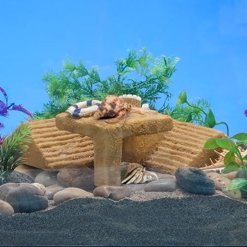 Gerrii Hermit Crab Hideout Cave Natural Resin Hermit Tank Accessory Climbing Toy and Hideaway Tunnel Hideout Durable Crab Natural Habitat Reptile Lizard Bearded Dragon Gecko Tank Decor