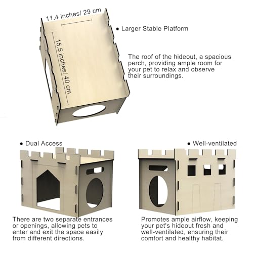 HIIMALEX Large Sturdy Bunny House with Spacious Balcony Hidey Detachable Playhouse for Rabbit Hideout Castle Tower Toys for Indoor Bunnies Guinea Pig Hamster Chinchilla Gerbil