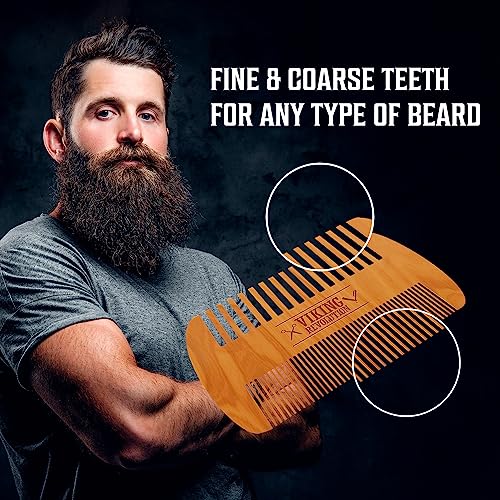 Viking Revolution Wooden Beard Comb & Case - Pocket Comb, 2 Pack - style: Beard Comb 2 Pack