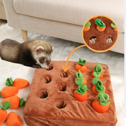 Ferret Foraging Toys Novelty Carrot Snuffle Mat Interactive Pet Treat Enrichment Toys for Small Animals Bunny Rabbit Chinchilla Guinea Pig Hamster (12Carrot) - color: 12Carrot