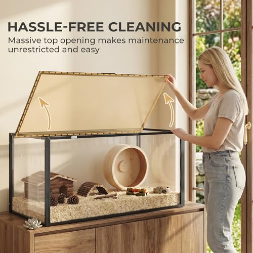 PawHut Large Acrylic Hamster Cage Chewproof Guinea Pig Cage for Small Animal Pets, Transparent Mice and Gerbil Habitat with Openable Top for Hedgehog, Dwarf Hamster, Rat, Mouse, 41.3" x 20" x 20"