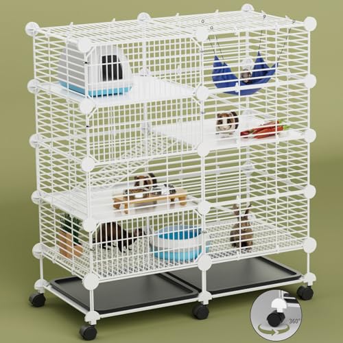 STILLCOVE 4-Tier Guinea Pig Cages Indoor: Small Animal Playpen with Trays | with Platforms and Ramps, Universal Wheels, C&C Pet Enclosure for Rabbit, Bunny, Hamster, Rat, Chinchilla, Hedgehog, Rodent - size: XL - 28.7" x 14.6" x 34.2"