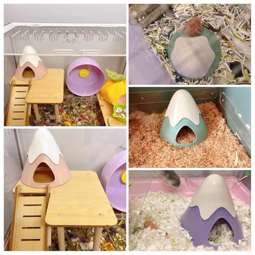 Hamster Hideout, Snowy Mountain Shape Hamster Hide House,Cute Small Animal Habitat Hideaway Hut for Syrian Hamsters, Mice, Gerbils, Rats (Purple) - color: Purple