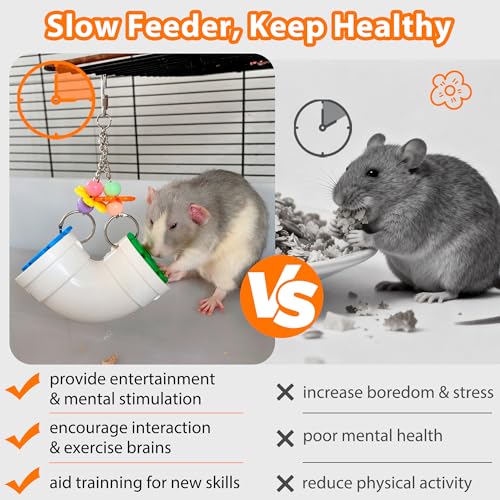 Rat Enrichment Foraging Toy, Wide Opening for More Treats, Easy-Clean | Slow Feeder Hanging Fancy Cage Puzzle Toy for Rats & Mice, Inspires Foraging Instincts to Relieve Boredom and Keep Healthy - color: 1Pcs