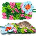 Hedgehog Foraging Mat Enrichment Toy, with Non-Slip Bottom for Hedgehogs, Rabbits, Guinea Pigs, Hamsters, Hedgehogs Cage Accessories Interactive Feeding & Sensory Play Mat (Floral, 17.7x9.8 Inches)