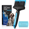 iToleeve Dual Flexible Head Slicker Brush, Round Tipped Pins, Double Sided | For Dogs and Cats, Grooming Tool Removes Loose Undercoat, Helps Reduce Shedding, and Detangles Knots and Tangles