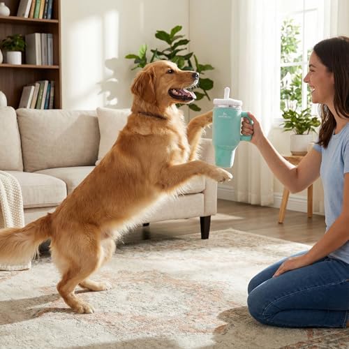 Nestpark Tumbler Cup Funny Dog Toy - Parody Plush Squeaky Crinkle Dog Toy (Seafoam Green) - color: Seafoam Green