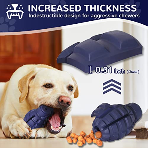 Dog Toys for Aggressive Chewers Large Breed, Fun to Chew (Blue) | German Shepherd, Indestructible Interactive Treat Dog Toys for Large Medium Breeds, Food Grade&Tough Rubber, Chase and Fetch - color: Blue