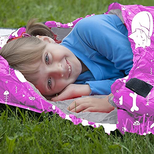 KidzAdventure Mummy Style 32 – 59F Kids Sleeping Bag with Pillow Sleeve, 4 Season, Lightweight and Backpacking Style, Ideal for Camping, Sleepover, Boys, Girls, and Youth - color: Pink youth up to 5'7"