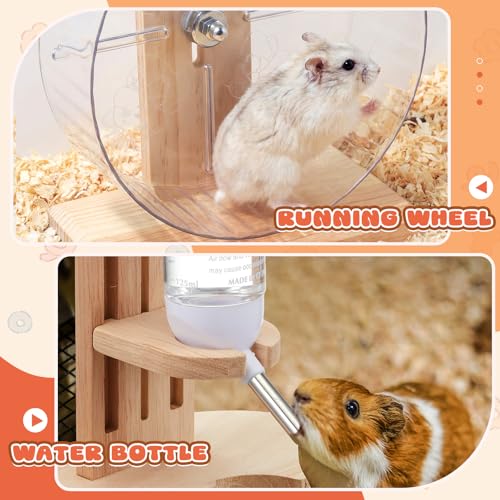 Silent Transparent Hamster Wheel with Cork Lining, 9.5 Inch Quiet Exercise Wheel for Dwarf Syrian Hamsters, Gerbils, Stable Small Animal Spinner Cage Accessories with Water Bottle Stand(M) - size: M, 9.5 Inch, style: Transparent