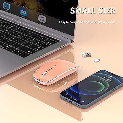 Halpilt Wireless Mouse Chargeable Portable Silent USB-A and USB-C Dual Mode Wireless Mouse 3 Adjustable DPI for Laptop, Mac, Android, PC (Q23S Orange) - color: Orange